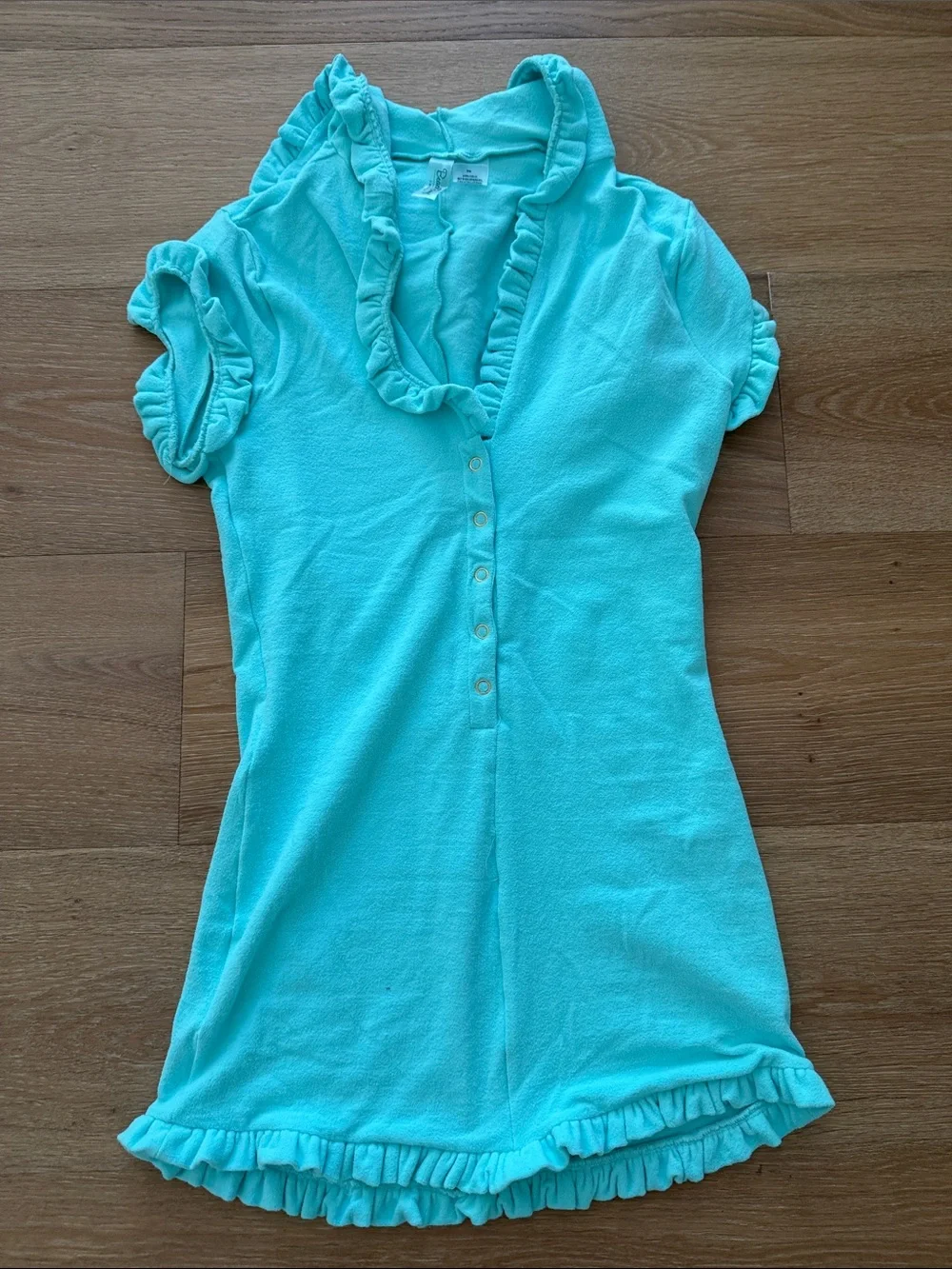 Beach Bunny Aqua Ruffle Button-Front Mini Dress - Picture 2 of 4